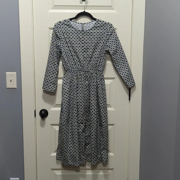 Unlabeled | Dresses | Circle Half Moon Print Blue And Green Tiered 34  Sleeve Dress With Elastic Waist | Poshmark